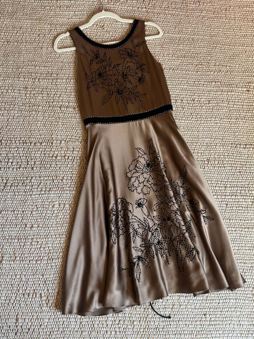 Sue Wong Silk Black Embroidered Lace Up Corset Back Holiday Dress Sz 6 Festive